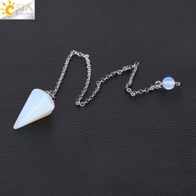 Small Reiki Pendulum Natural Stone Amulet Healing Crystal Pendant