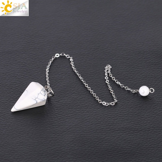 Small Reiki Pendulum Natural Stone Amulet Healing Crystal Pendant
