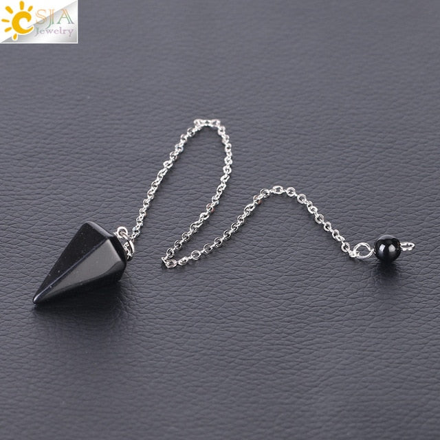 Small Reiki Pendulum Natural Stone Amulet Healing Crystal Pendant