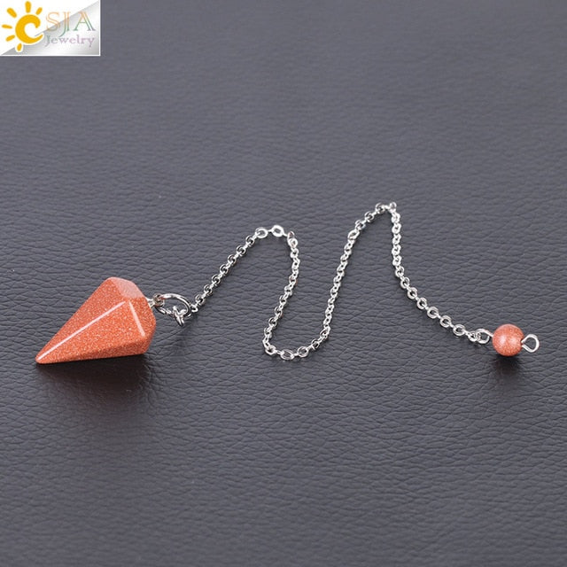 Small Reiki Pendulum Natural Stone Amulet Healing Crystal Pendant