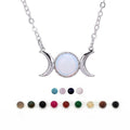 Triple Moon Goddess Crystal Pendant Necklace