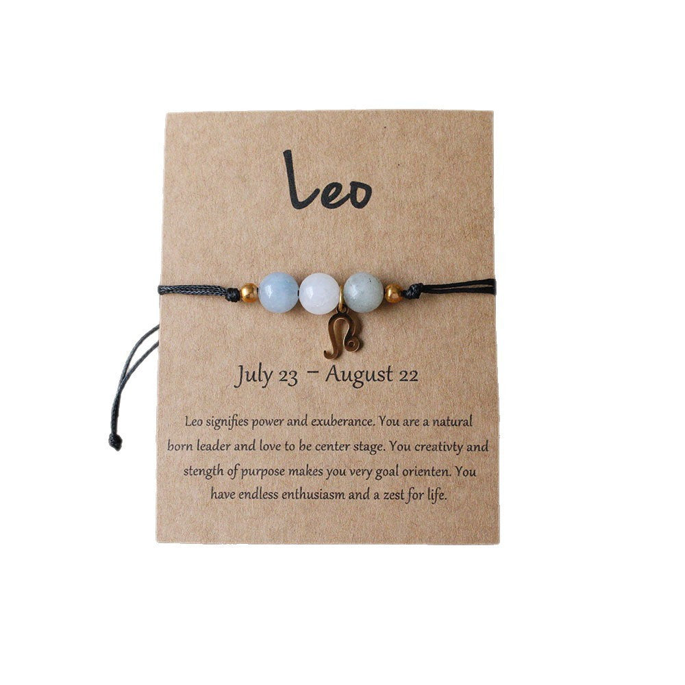 Natural stone beaded tiger eye picture stone bracelet zodiac bracelet