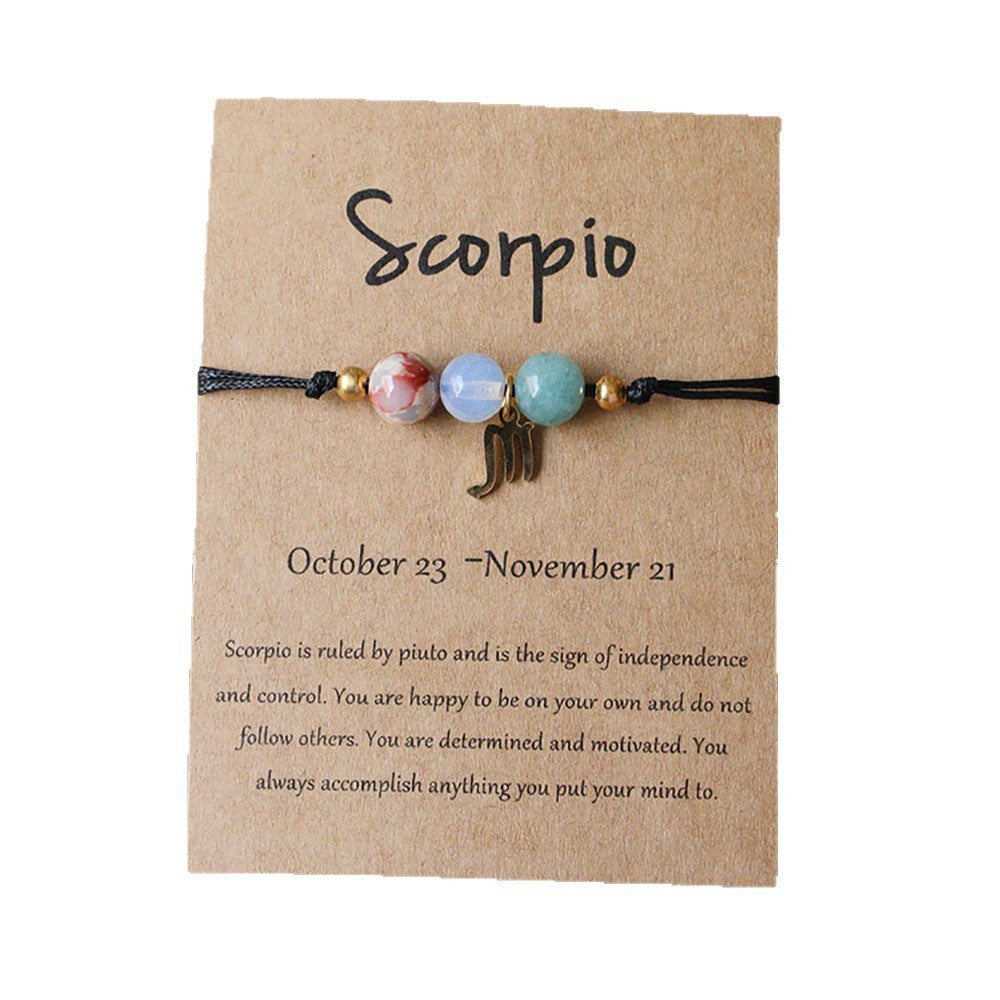 Natural stone beaded tiger eye picture stone bracelet zodiac bracelet