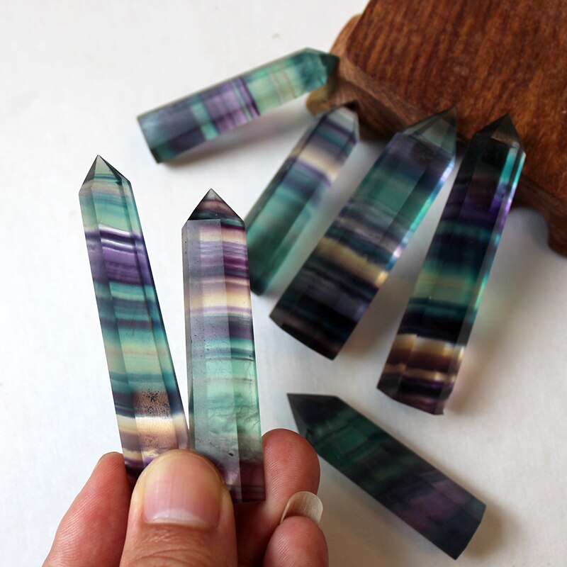 100% Natural Fluorite Crystal Striped Fluorite tower