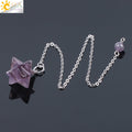CSJA Natural Gem Stones Merkabah Pendulums for Dowsing Divination Wicca Chakra Reiki Pink Crystal Lapis Lazuli Onyx Pendant