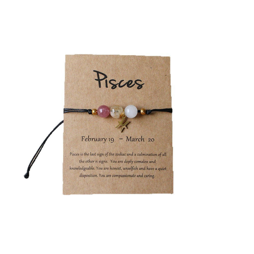 Natural stone beaded tiger eye picture stone bracelet zodiac bracelet