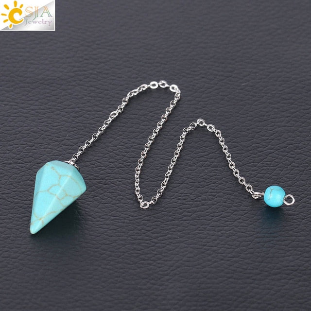 Small Reiki Pendulum Natural Stone Amulet Healing Crystal Pendant