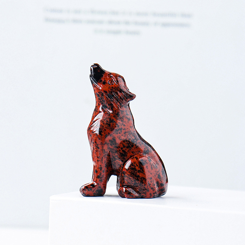 Natural crystal wolf cub carving piece, crystal, animal raw stone.