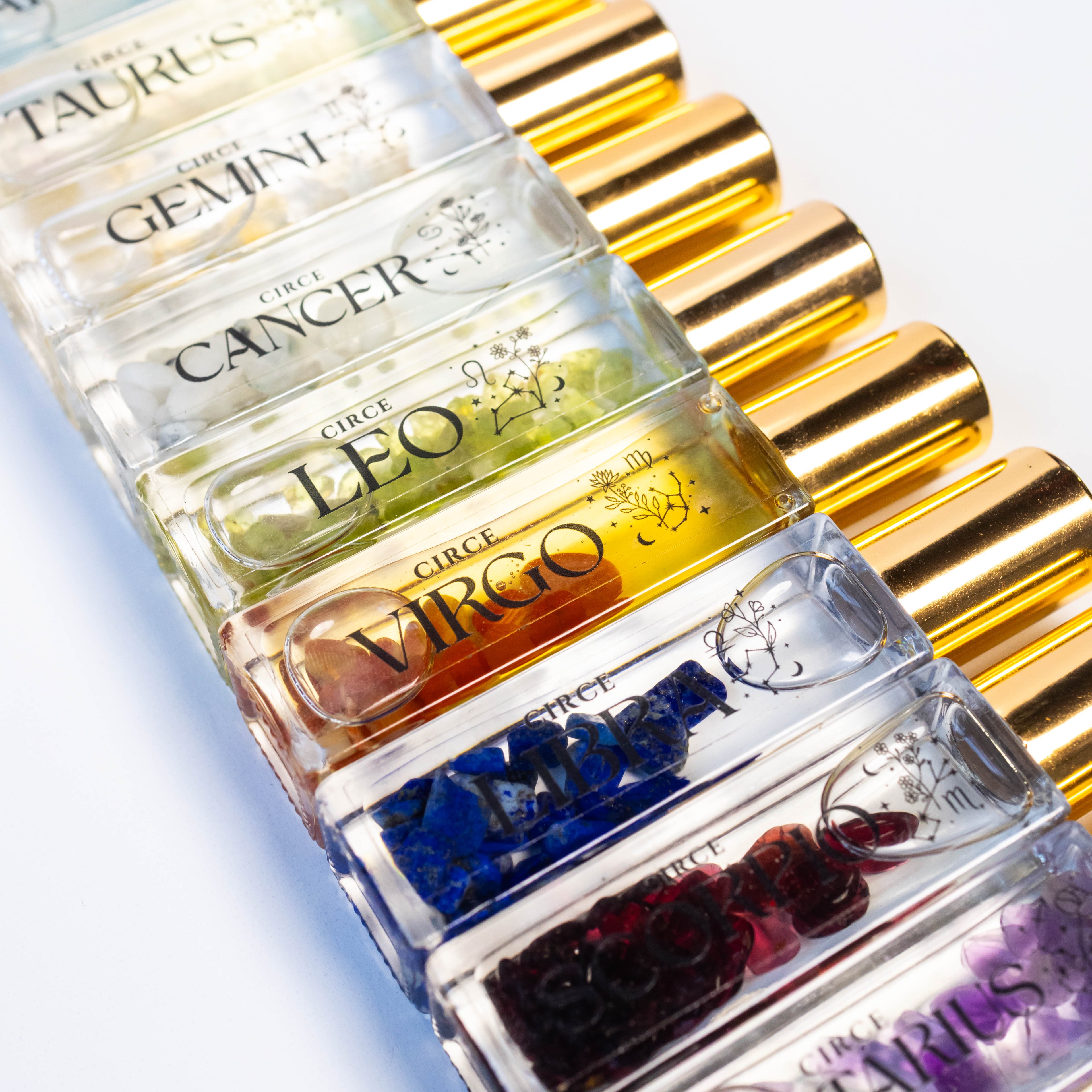 Zodiac Perfume Oil Set — 12 Gemstone-Infused Zodiac Scents