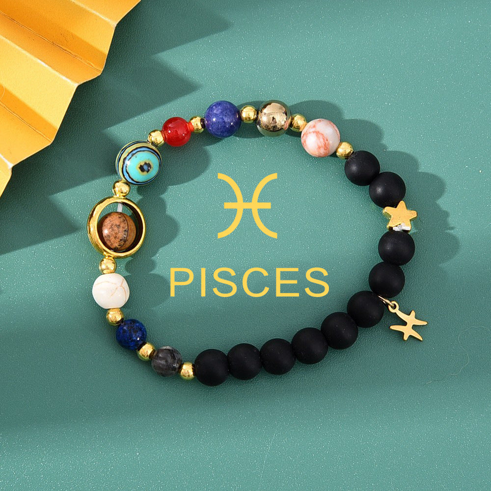 Natural Stone Beaded Tiger Eye Zodiac Bracelet — additional product photo