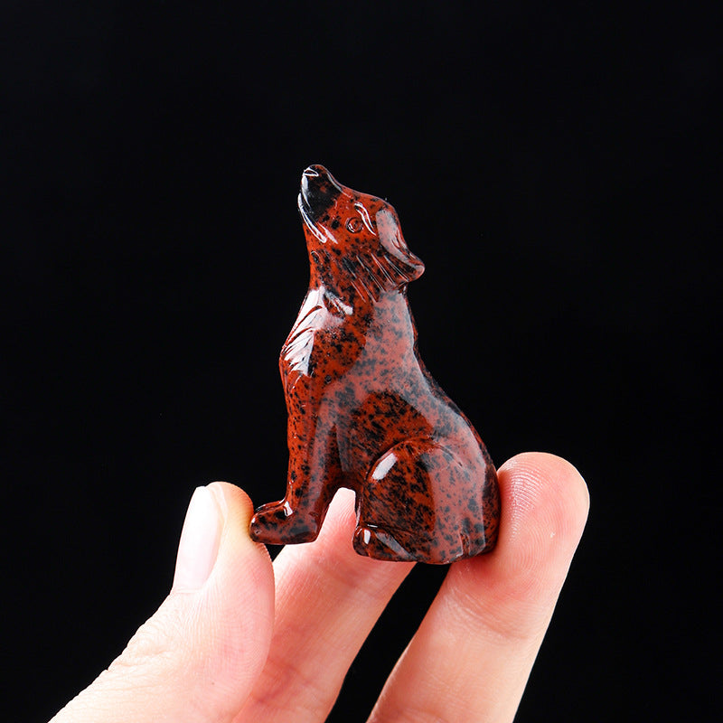 Natural crystal wolf cub carving piece, crystal, animal raw stone.