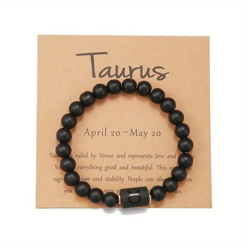 Natural stone beaded tiger eye picture stone bracelet zodiac bracelet
