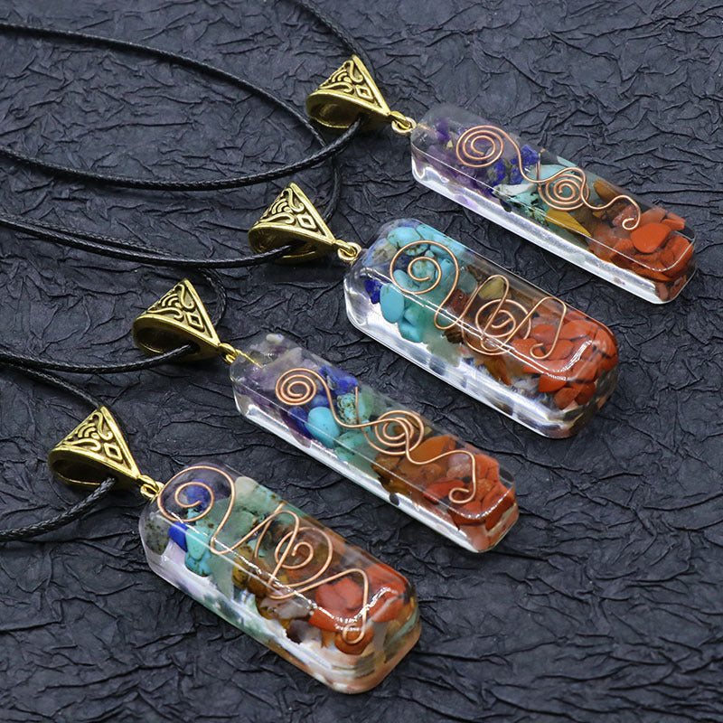 Rainbow Stone Crystal Pendant Necklace