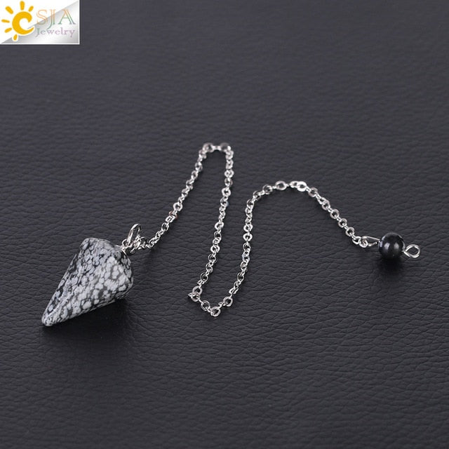 Small Reiki Pendulum Natural Stone Amulet Healing Crystal Pendant