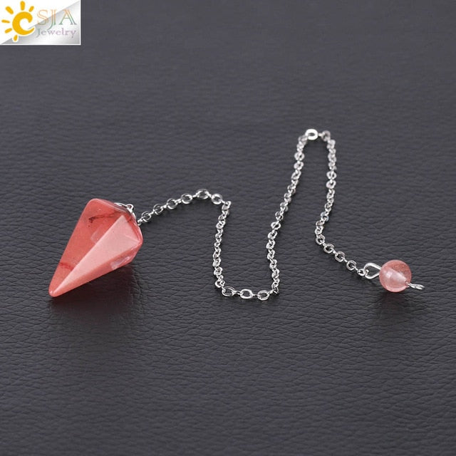 Small Reiki Pendulum Natural Stone Amulet Healing Crystal Pendant