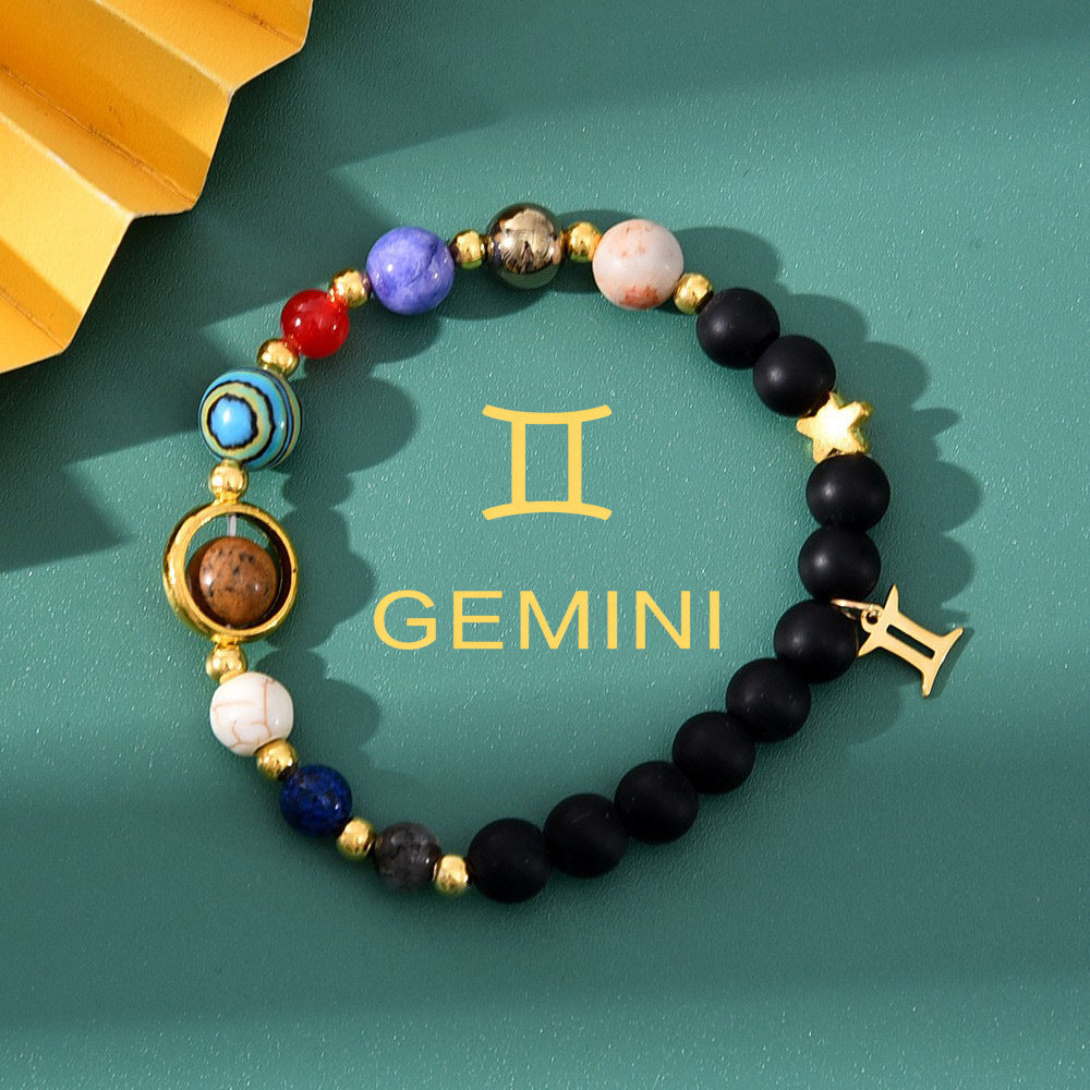 Natural Stone Beaded Tiger Eye Zodiac Bracelet — additional product photo