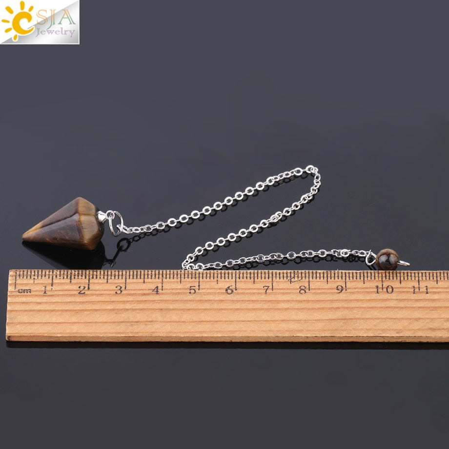 Small Reiki Pendulum Natural Stone Amulet Healing Crystal Pendant