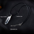 White crystal necklace, raw stone, single crystal hexagonal pillar