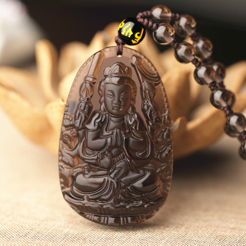 Icy Obsidian Chinese Zodiac Guardian Buddha Pendants
