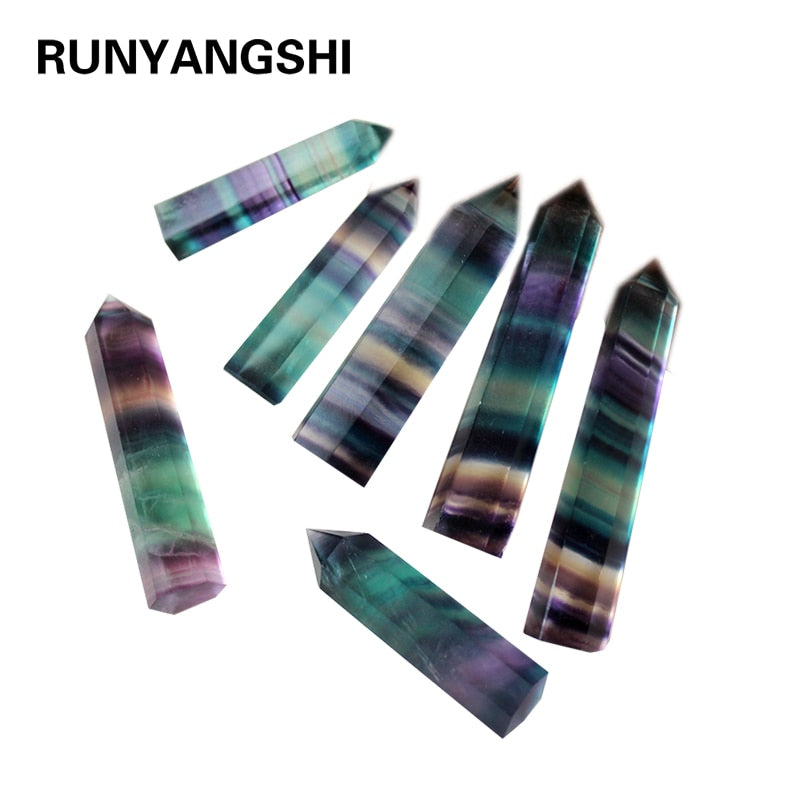 100% Natural Fluorite Crystal Striped Fluorite tower