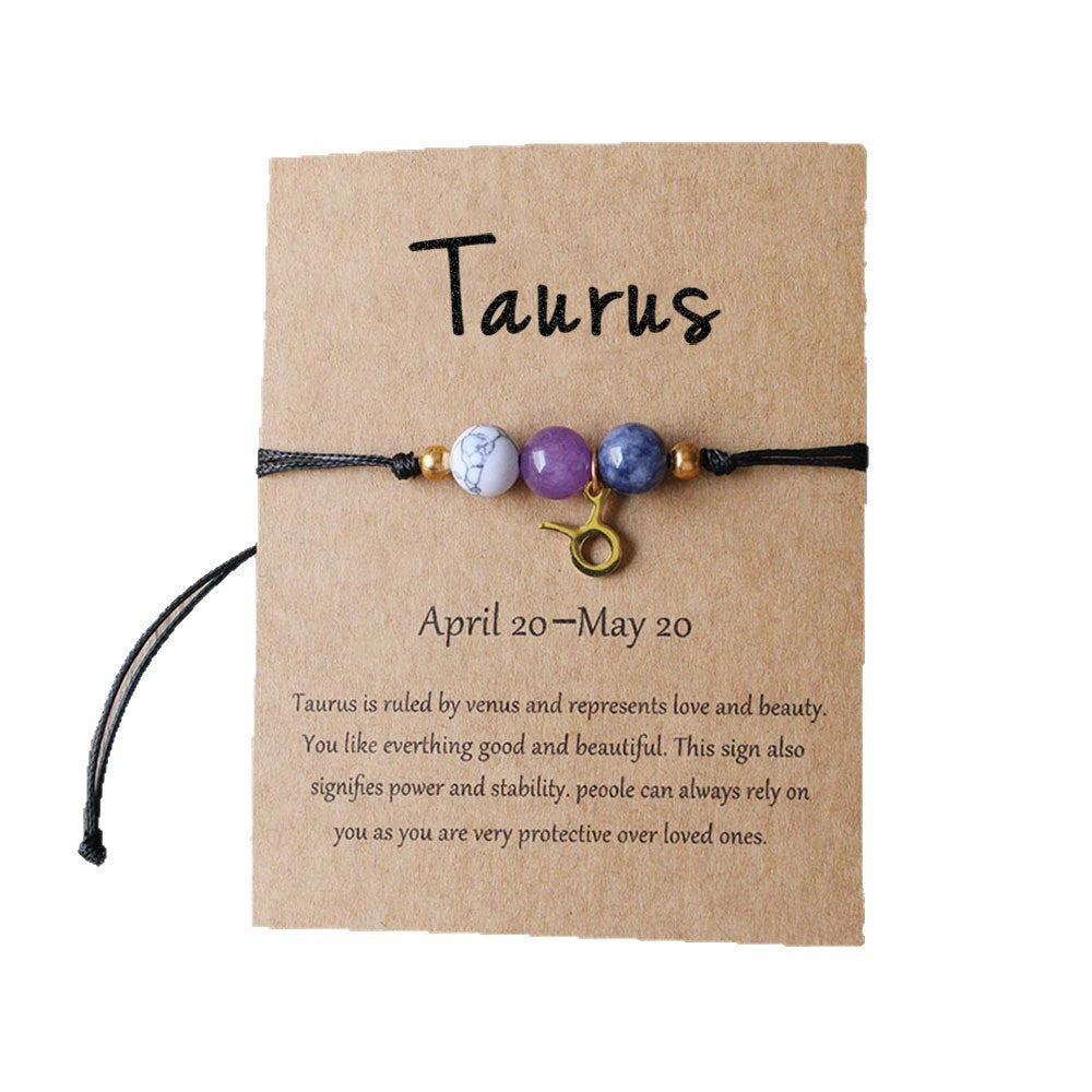 Natural stone beaded tiger eye picture stone bracelet zodiac bracelet