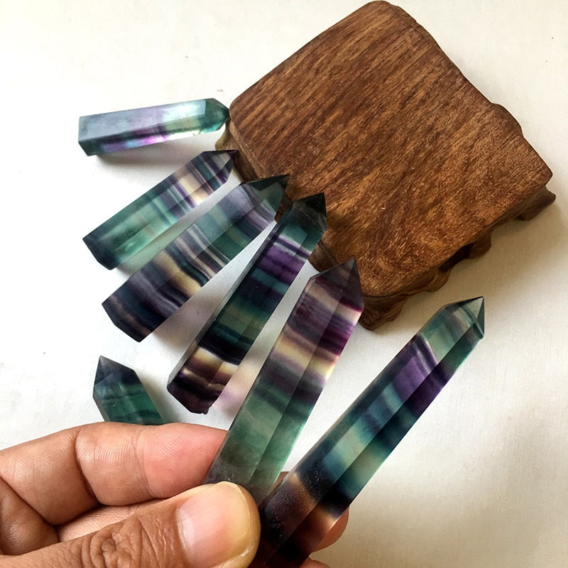 100% Natural Fluorite Crystal Striped Fluorite tower