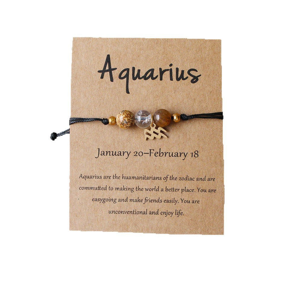 Natural stone beaded tiger eye picture stone bracelet zodiac bracelet