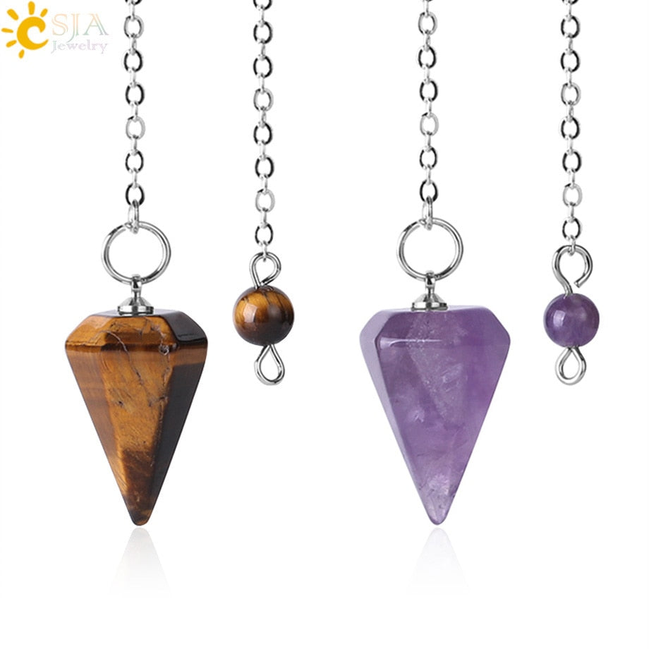 Small Reiki Pendulum Natural Stone Amulet Healing Crystal Pendant