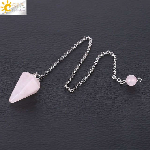 Small Reiki Pendulum Natural Stone Amulet Healing Crystal Pendant