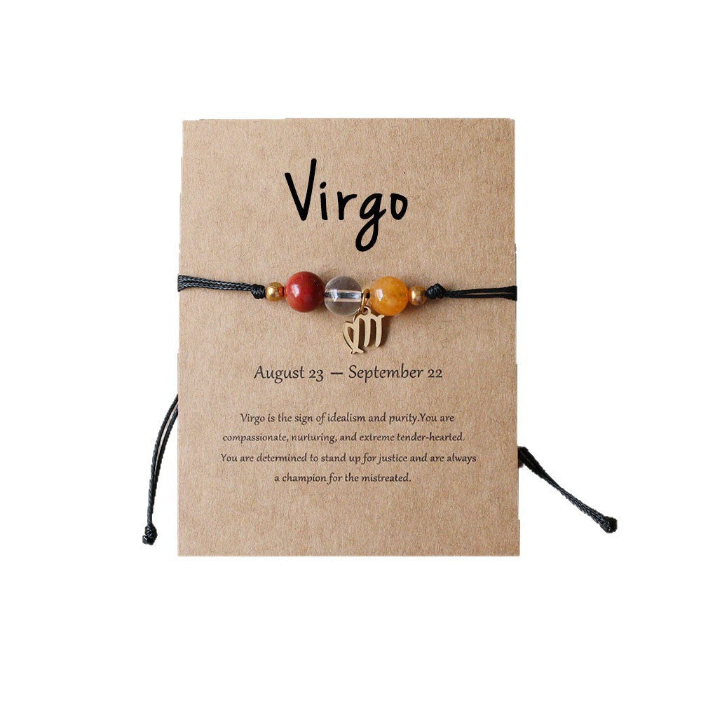 Natural stone beaded tiger eye picture stone bracelet zodiac bracelet