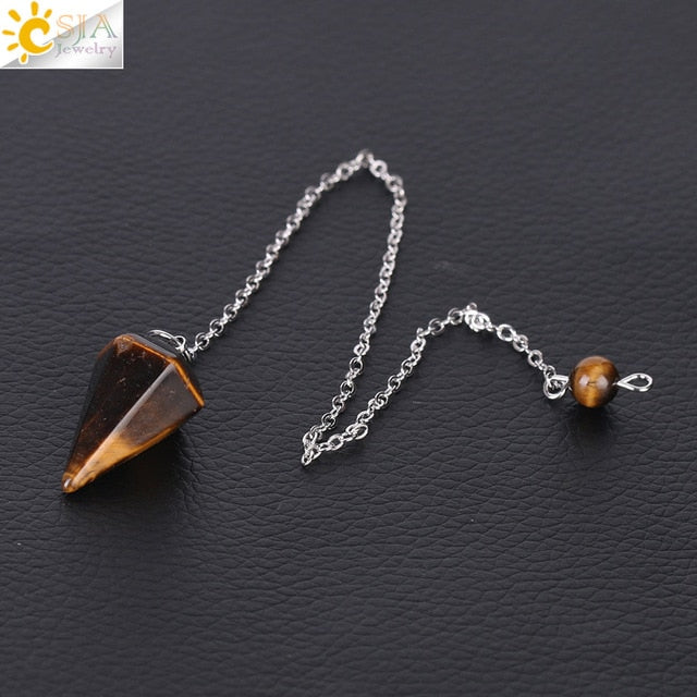 Small Reiki Pendulum Natural Stone Amulet Healing Crystal Pendant