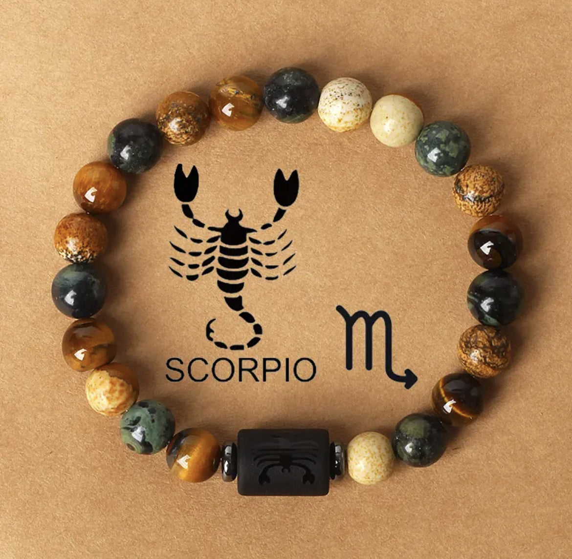 Natural stone beaded tiger eye picture stone bracelet zodiac bracelet