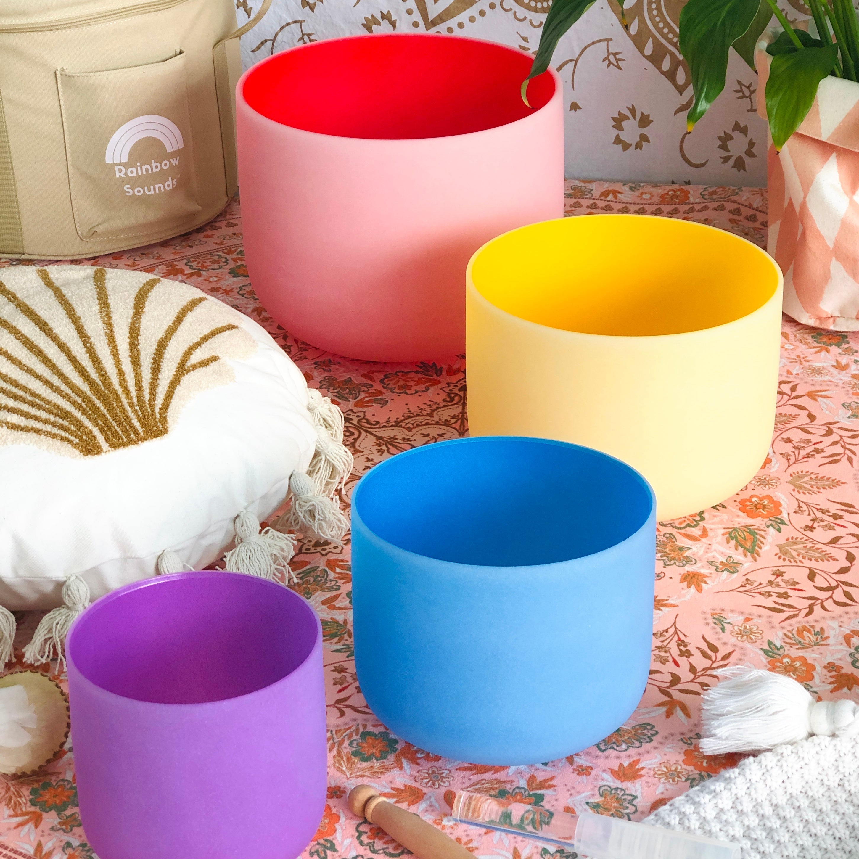 Rainbow Sound Therapy Bowl Set of 4 | 432Hz Crystal Bowls with Case