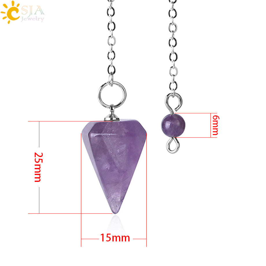 Small Reiki Pendulum Natural Stone Amulet Healing Crystal Pendant