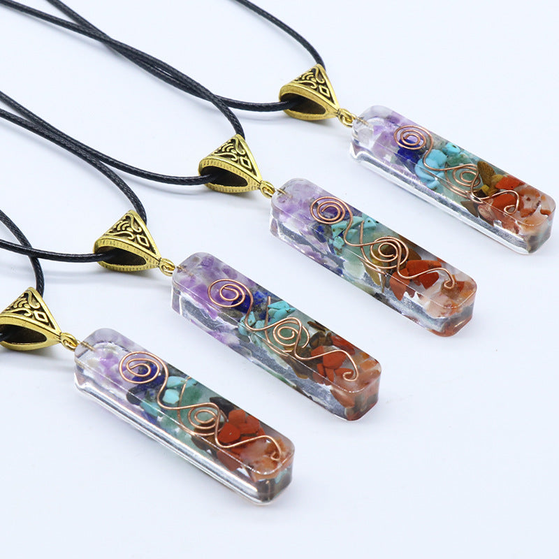 Rainbow Stone Crystal Pendant Necklace