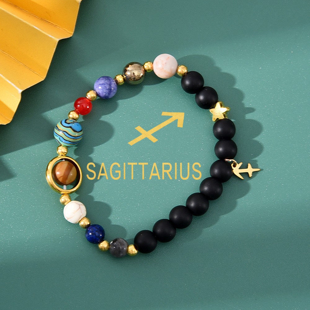 Natural Stone Beaded Tiger Eye Zodiac Bracelet — additional product photo