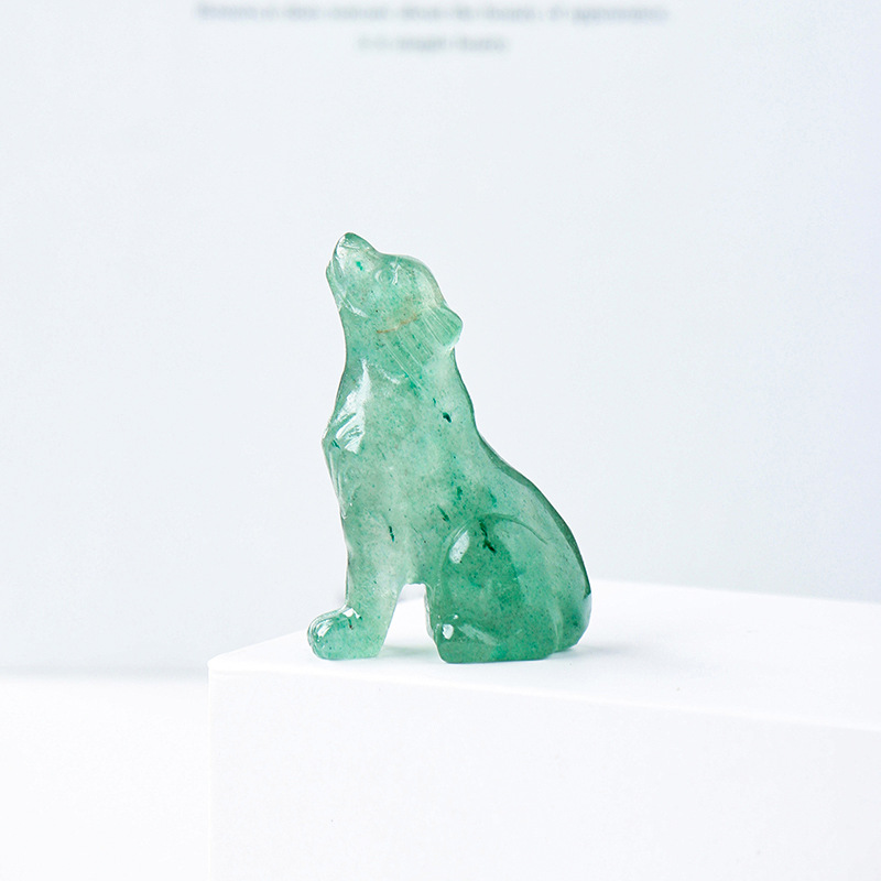 Natural crystal wolf cub carving piece, crystal, animal raw stone.