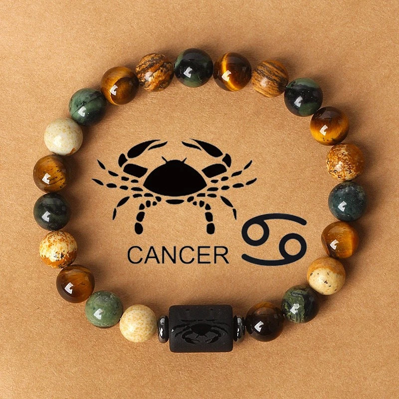 Natural stone beaded tiger eye picture stone bracelet zodiac bracelet