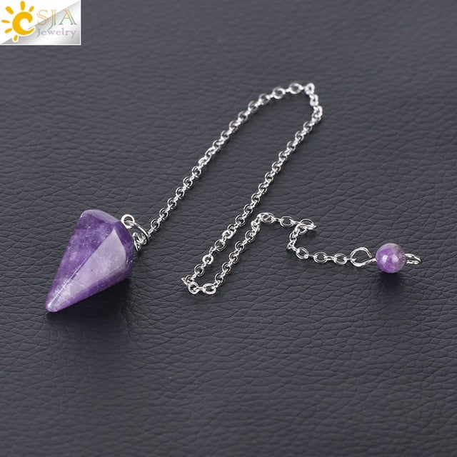 Small Reiki Pendulum Natural Stone Amulet Healing Crystal Pendant