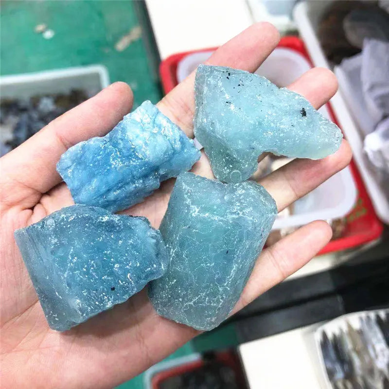 Natural Quartz Sky Blue Aquamarine Raw Rough Crystals Healing Gemstone