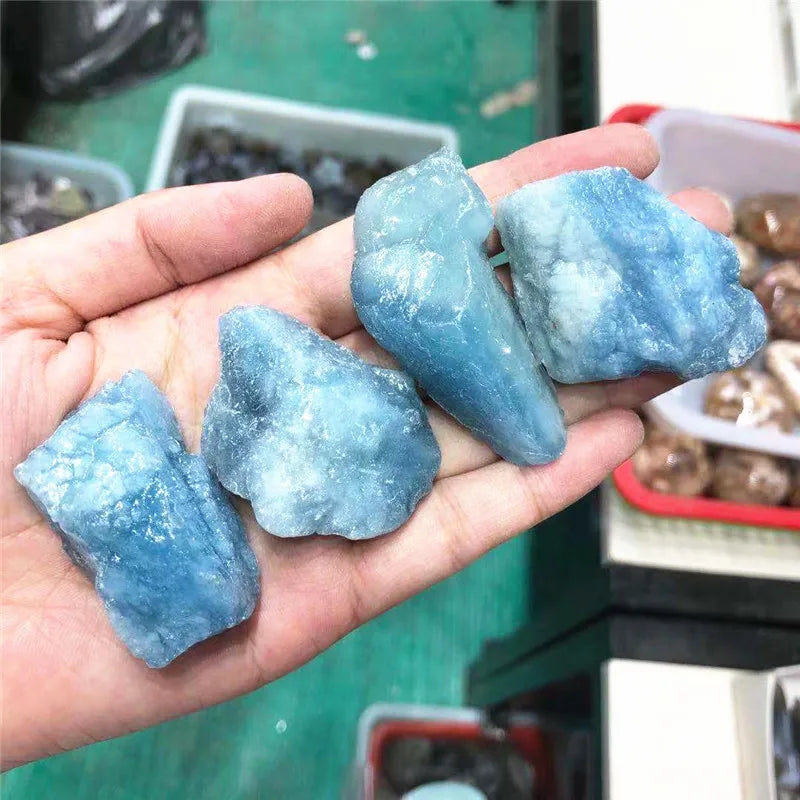 Natural Quartz Sky Blue Aquamarine Raw Rough Crystals Healing Gemstone