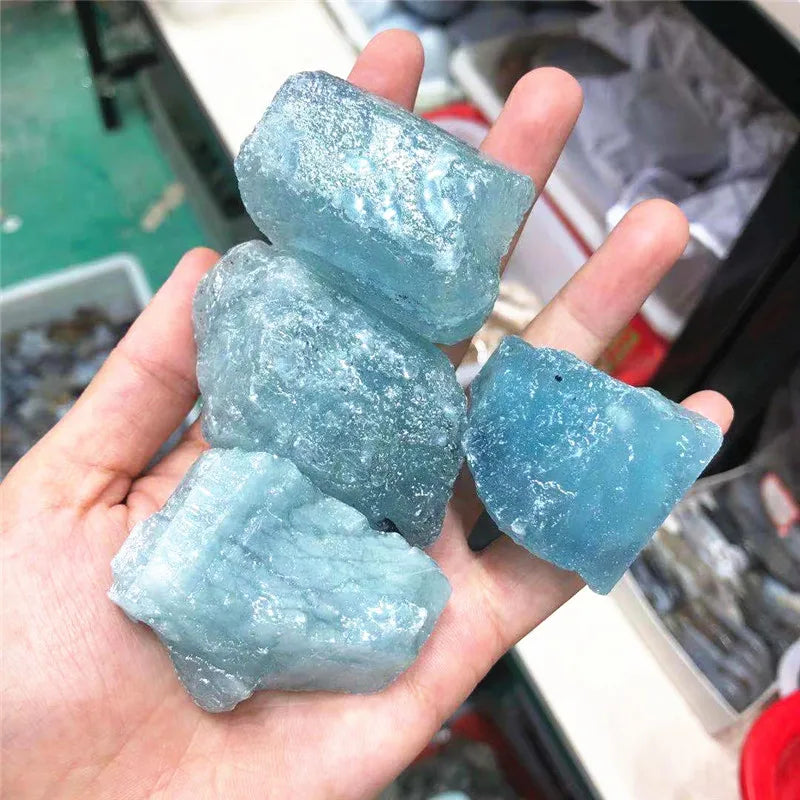 Natural Quartz Sky Blue Aquamarine Raw Rough Crystals Healing Gemstone