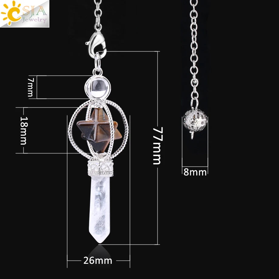 Rotatable Merkaba Dowsing Pendulum Quartz Natural Stone Crystal  Reiki