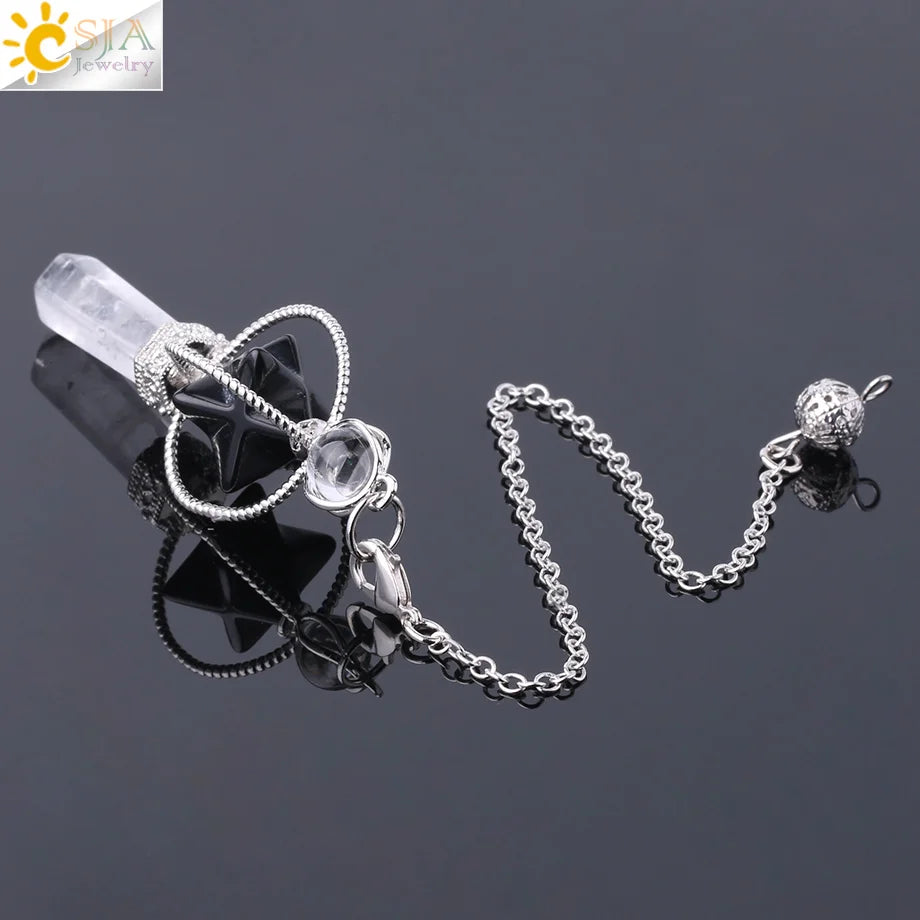Rotatable Merkaba Dowsing Pendulum Quartz Natural Stone Crystal  Reiki