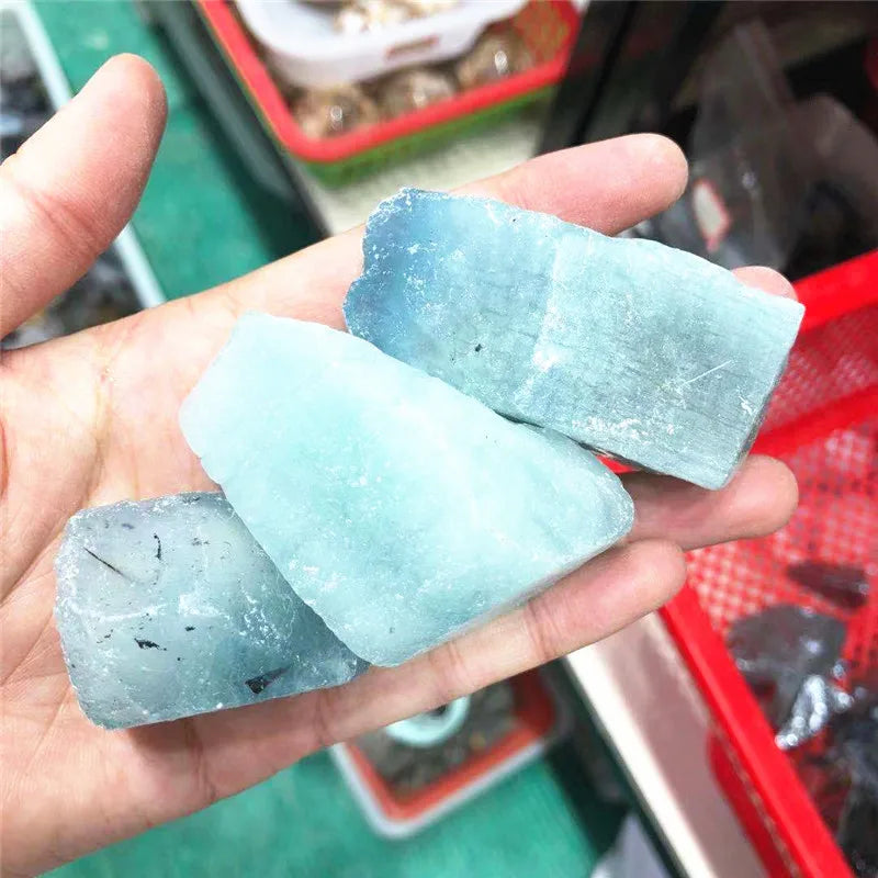 Natural Quartz Sky Blue Aquamarine Raw Rough Crystals Healing Gemstone