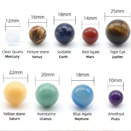 Natural Stone Crystal Planet Solar System Nine Planets suit Crystal Energy Stones