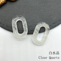 Natural Crystal Oval Pendant – Amethyst, Rose Quartz, Tiger Eye, Aventurine, Jade – Large Hole O-Ring Connector, DIY Jewelry Accessory (1 Piece)