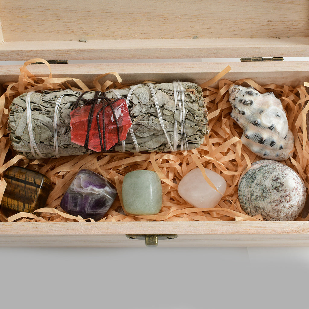White Sage & Crystal Ornament Set | Smudge Cleansing Kit