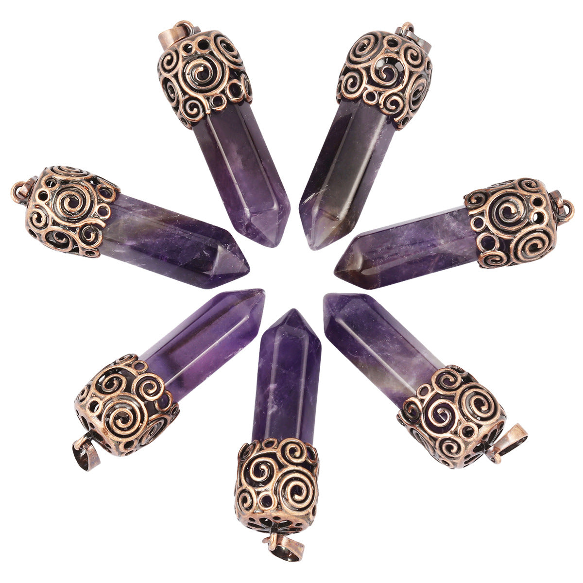 Natural Crystal Single-pointed Hexagonal Alloy Spiral Pattern