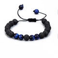 Volcanic stone blue tiger eye with woven adjustable bracelet elastic rope